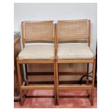 Pair of Woven Cane Back Bar Stools