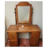 Solid Wood 4-Drawer Dressing Table w/ Mirror
