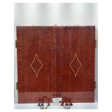 Wood Box Dart Board w/ Six Darts