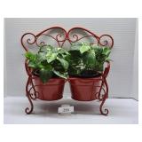 Small Metal Decorative Bench Potted Plant Holder