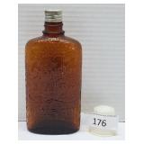 Vintage 8.5" Ornate Amber Bourbon Bottle