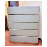 Bassett Furniture 5-Drawer Gray & Brass Chest
