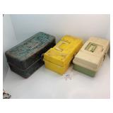 Three Fishing Tackle Boxes - 1 Metal 2 Plastic