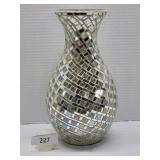 13" Tall Mirrored Glass Vase