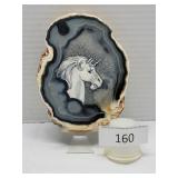 6" Agate Slab Handpainted Unicorn 6-Flags Souvenir