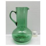 10.5" Tall Green Glass Pitcher