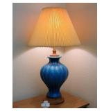 Blue Crazed Finish Pottery Table Lamp