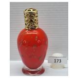 8" Orange & Gold Glass Oil Lamp