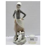 1980 Lladro Spain Milkmain With Bucket & Goose
