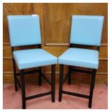 Pair of Pale Blue 24" Seat Height Bar Stools