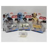 3 Star Wars Mattel Hot Wheels Die Cast Cars Sealed