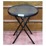 16" Metal & Glass Indoor-Outdoor Folding Table