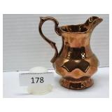 6" Copper Colored Faceted Glass Pitcher