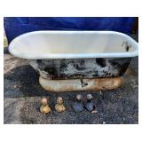 Vintage Cast Iron Tub w/ Base & 4 Clawed Feet