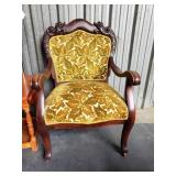 Antique Gold Velvet Brocade Georgian Chair