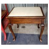 Vintage Leather & Wood Lift-Top Piano Bench