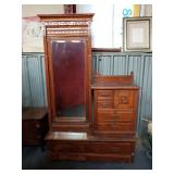 Antique Hat Box Dresser with Tall Mirror