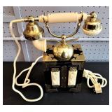 Vintage Ornate Wood Box Rotary Dial Phone - Taiwan