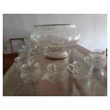 Decorative Punchbowl with 12 Glasses
