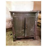 Primitive Wood Cabinet w/ Lift Top & Metal Drawers
