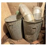 Two Metal Zinc Coated Ash Cans