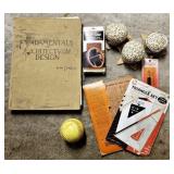 Mixed Lot Pin Cushions, Book, Stencils, Triangles