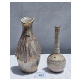 Pair Haeger 22K Gold Tweed Glase Vases