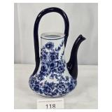Unmarked Blue & White Tea Pot - No Lid