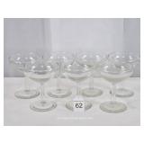 Set of Seven Clear Champagne Cocktail Glasses