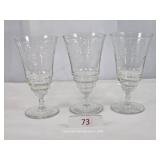 Three Ornate Clear Glass Tea - Water Glasses