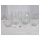 Set of Four Clear Glass Juice Tumblers