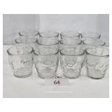 Twelve Clear Glass Juice Tumblers