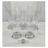 Set of Five Clear Glass Pilsner Glasses