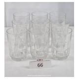 Set of Nine Clear Glass Juice Tumblers