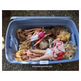 Mixed Lot Tote Filled With Barbie & Other Dolls