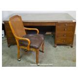 Chair & Wood 8-Drawer Desk w/ Two Writing Surfaces