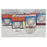 Three 4-Piece Glass Serving Bowls Boxed