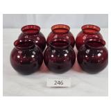 Six Ruby Glass Ball Vases
