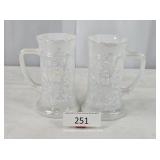 Two Federal Glass White Pearlized Steins