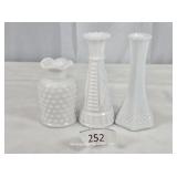 Three Hobnail Milk Glass EO Brody Co. Hobnail Vase