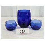 Three Indigo Glass Cups
