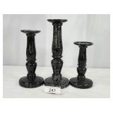 Three Resin Cast Pillar Candle Holders