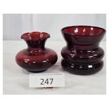 Two Mixed Style Ruby Glass Vases