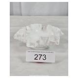 Fenton Hobnail Milk Glass Small Ruffled Bowl