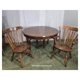 Round Wood Kitchen Table w/ Two Chairs