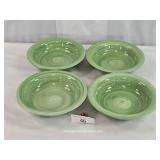 Four Gibson Handpainted Green Swirl Bowls