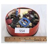Red Tin Filled With Mixed Buttons