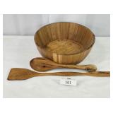 Three Piece Wood Salad Bowl Set