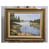 Alda Windham - Lakeside Scene - Original Oil