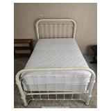 Cast Iron & Tubular Steel Cream Painted Twin Bed